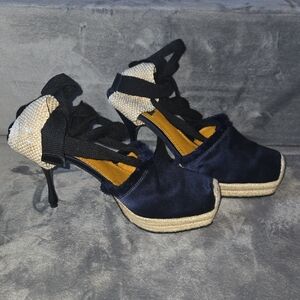 Marc Jacobs Black and Navy Espadrille Heels